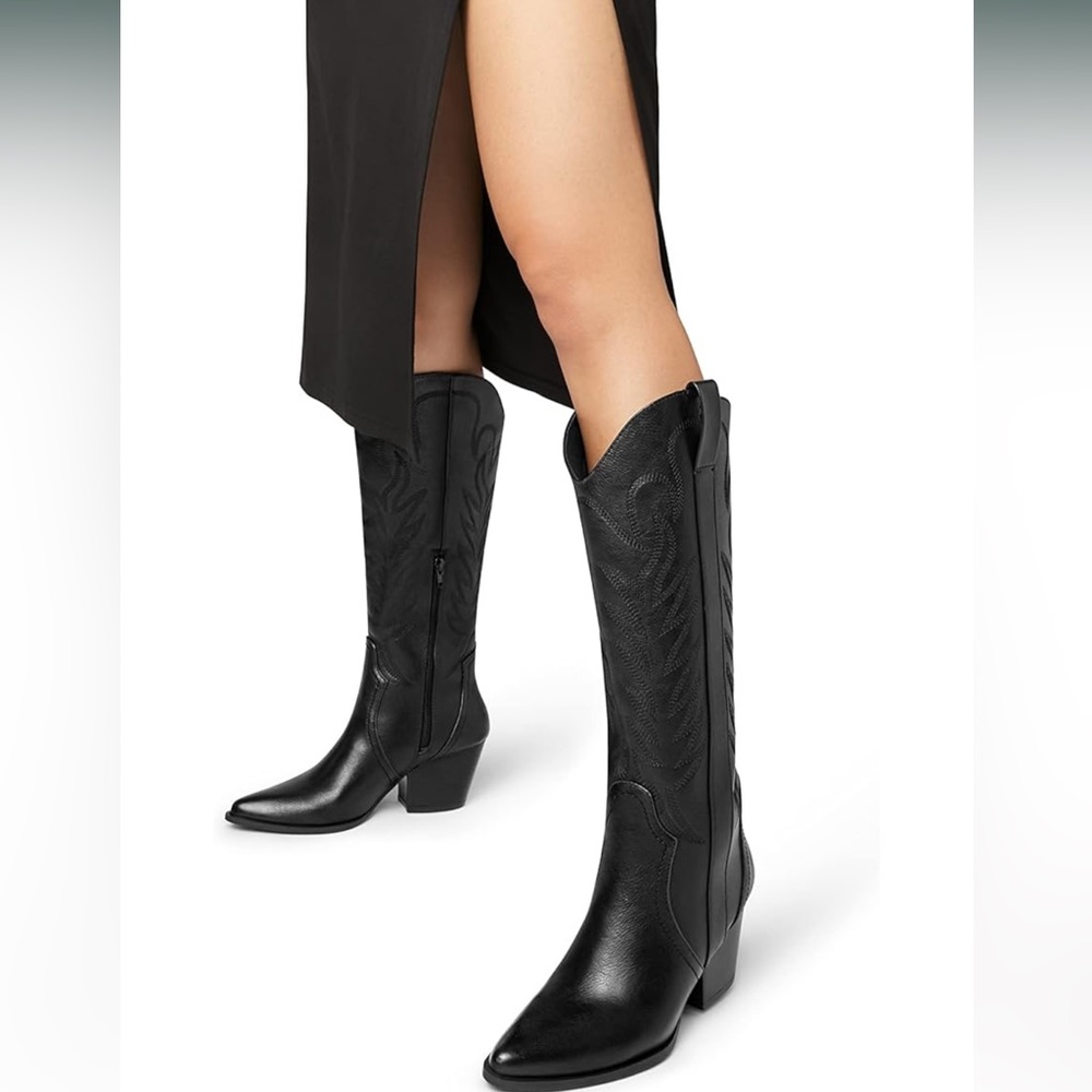 Brand new black cowboy boots - worn once